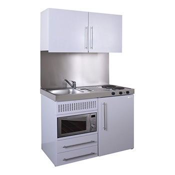 Residential 1200mm Wide Silver Mini Kitchen with Hobs